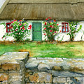 Kerry cottage and stone wall